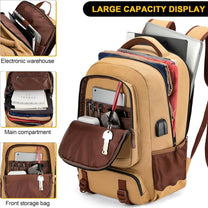 Anti-Theft Canvas Laptop Backpack With USB Port For Laptops Up To 17.3 Inches