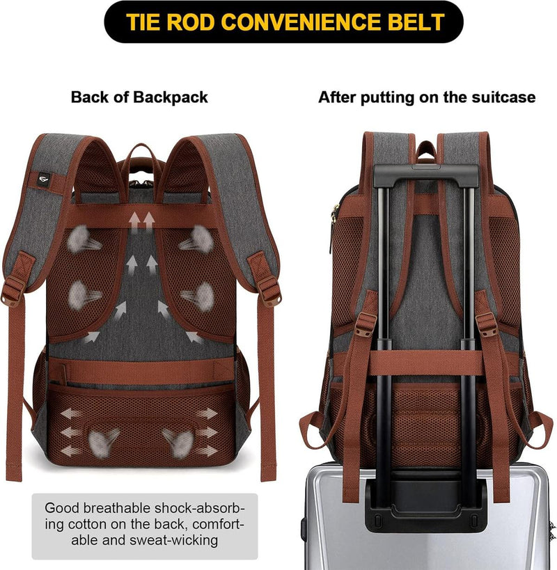 Anti-Theft Canvas Laptop Backpack With USB Port For Laptops Up To 17.3 Inches