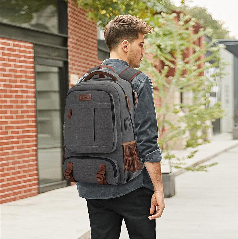 Anti-Theft Canvas Laptop Backpack With USB Port For Laptops Up To 17.3 Inches