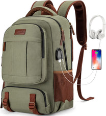 Anti-Theft Canvas Laptop Backpack With USB Port For Laptops Up To 17.3 Inches