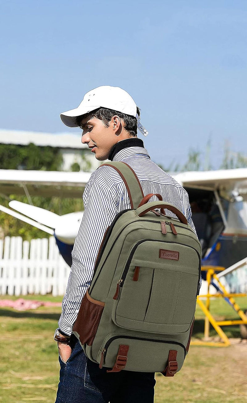 Anti-Theft Canvas Laptop Backpack With USB Port For Laptops Up To 17.3 Inches