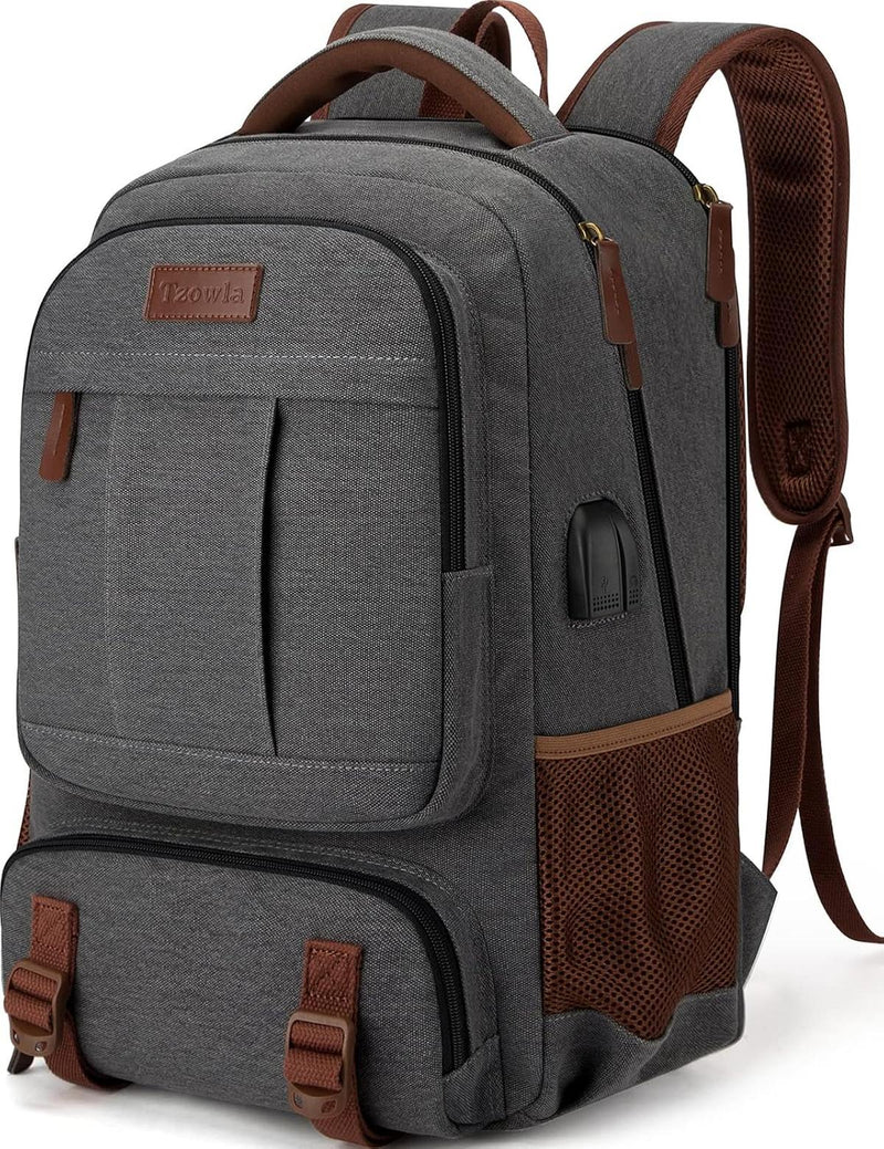 Anti-Theft Canvas Laptop Backpack With USB Port For Laptops Up To 17.3 Inches