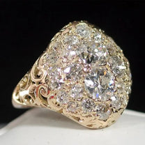 Antique Gold-Tone Circle Ring with Cubic Zirconia