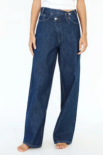 Asymmetric Wide-Leg Denim Jeans