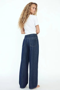 Asymmetric Wide-Leg Denim Jeans