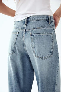 Asymmetric Wide-Leg Denim Jeans