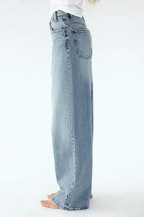 Asymmetric Wide-Leg Denim Jeans