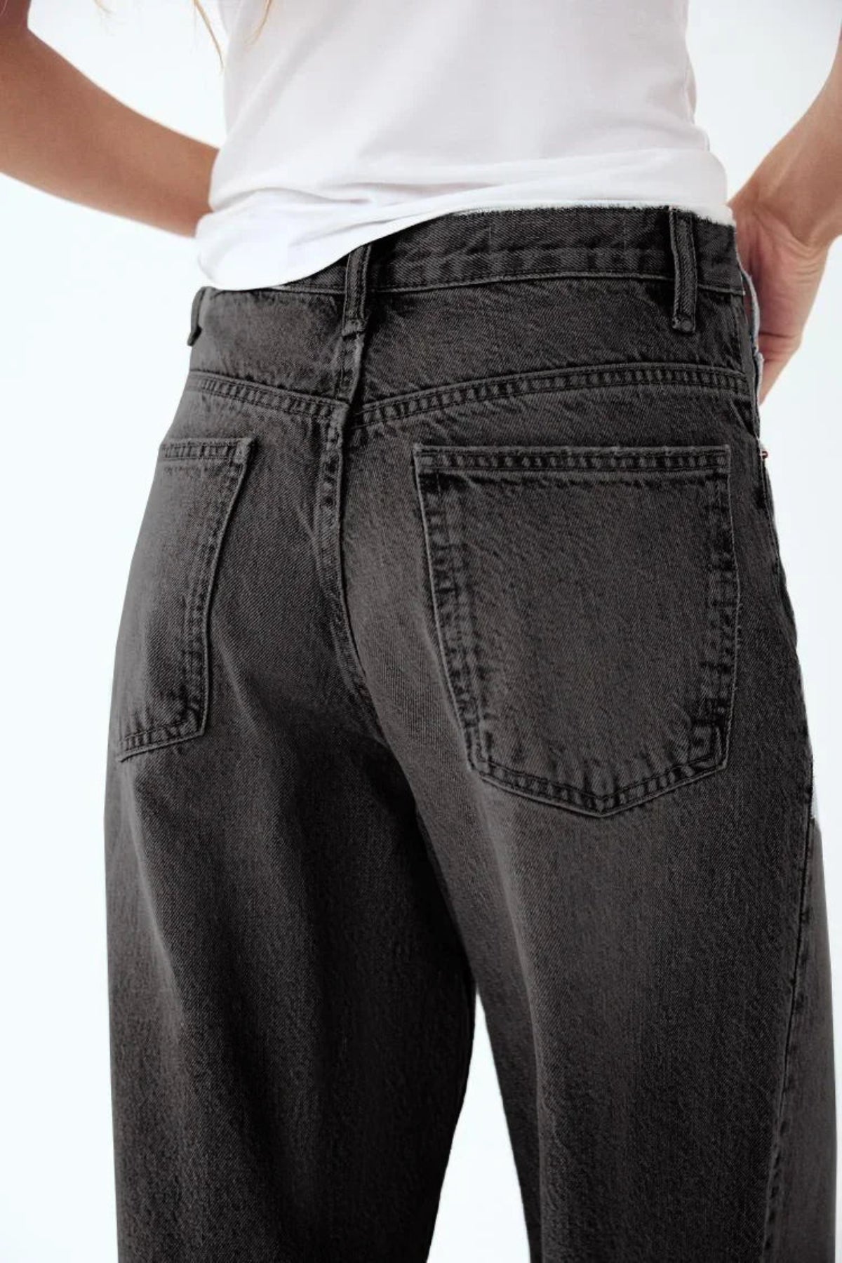 Asymmetric Wide-Leg Denim Jeans