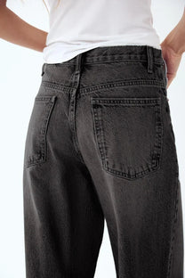 Asymmetric Wide-Leg Denim Jeans