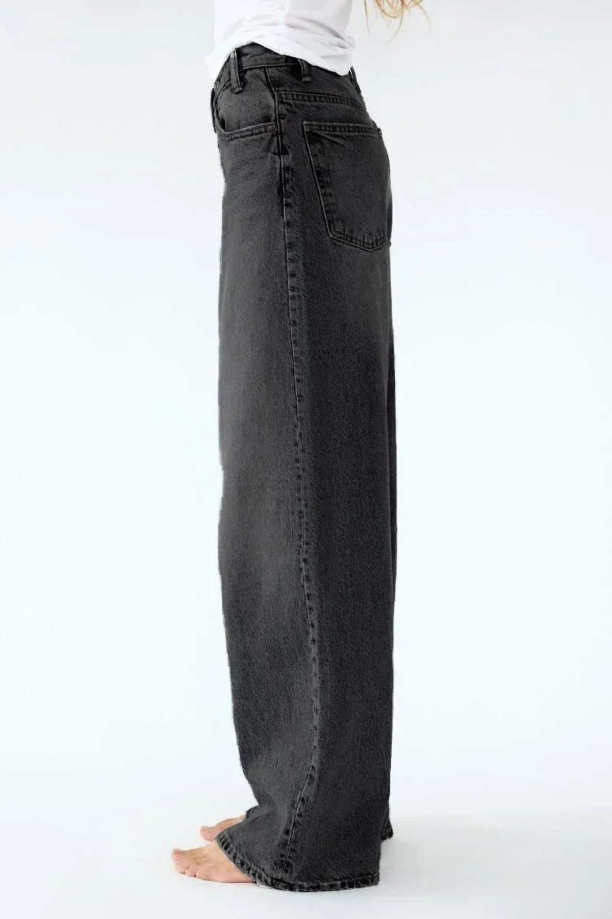 Asymmetric Wide-Leg Denim Jeans