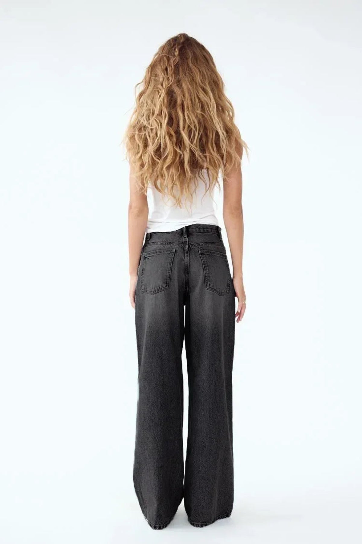 Asymmetric Wide-Leg Denim Jeans