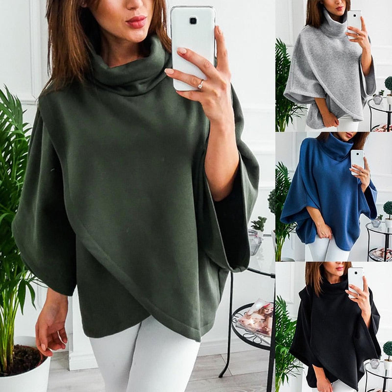 Asymmetrical Oversized Roll-Neck Jumper For Women