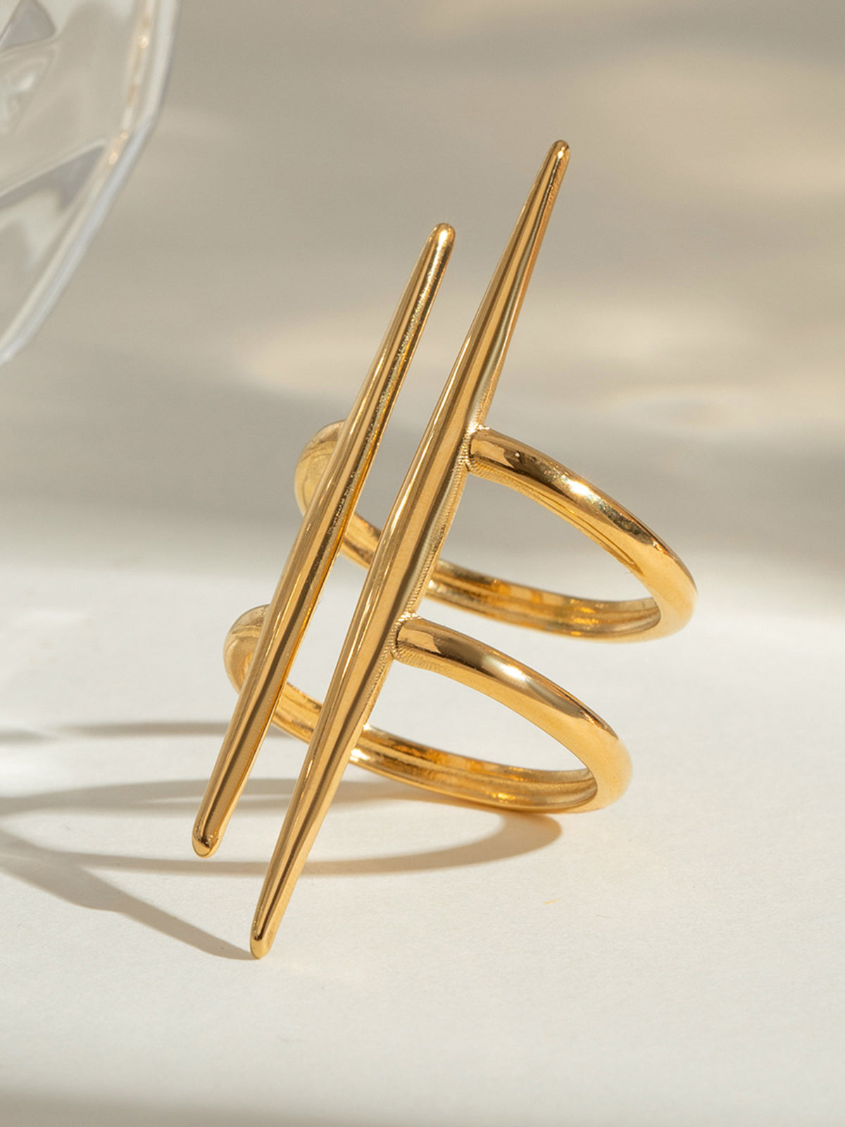Asymmetrical Parallel Gold Ring