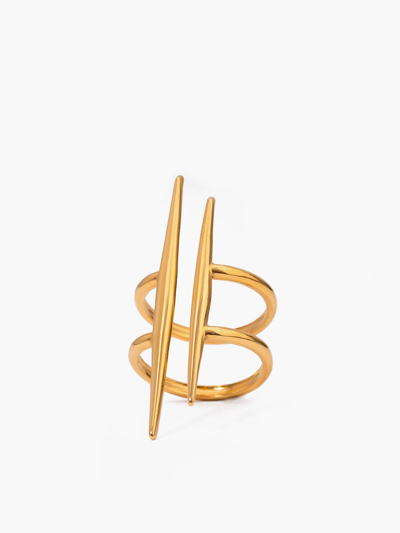 Asymmetrical Parallel Gold-Tone Ring