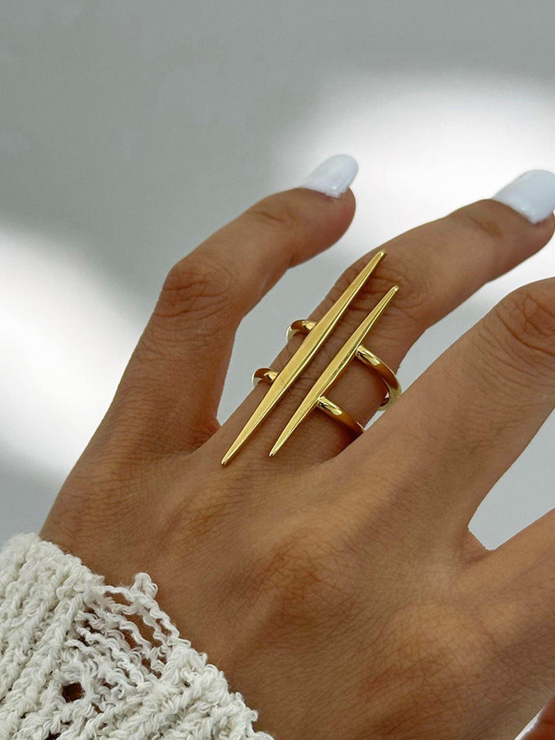 Asymmetrical Parallel Gold-Tone Ring