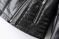 Asymmetrical Zip Black PU Leather Biker Jacket