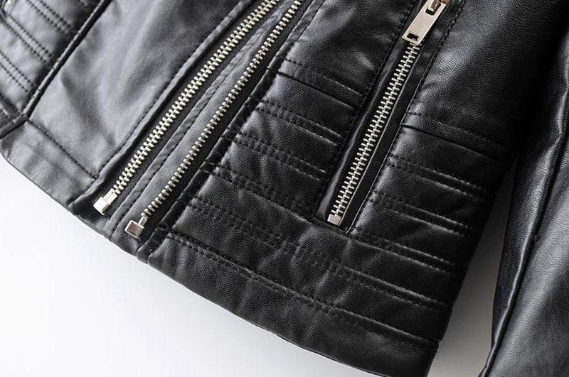Asymmetrical Zip Black PU Leather Biker Jacket