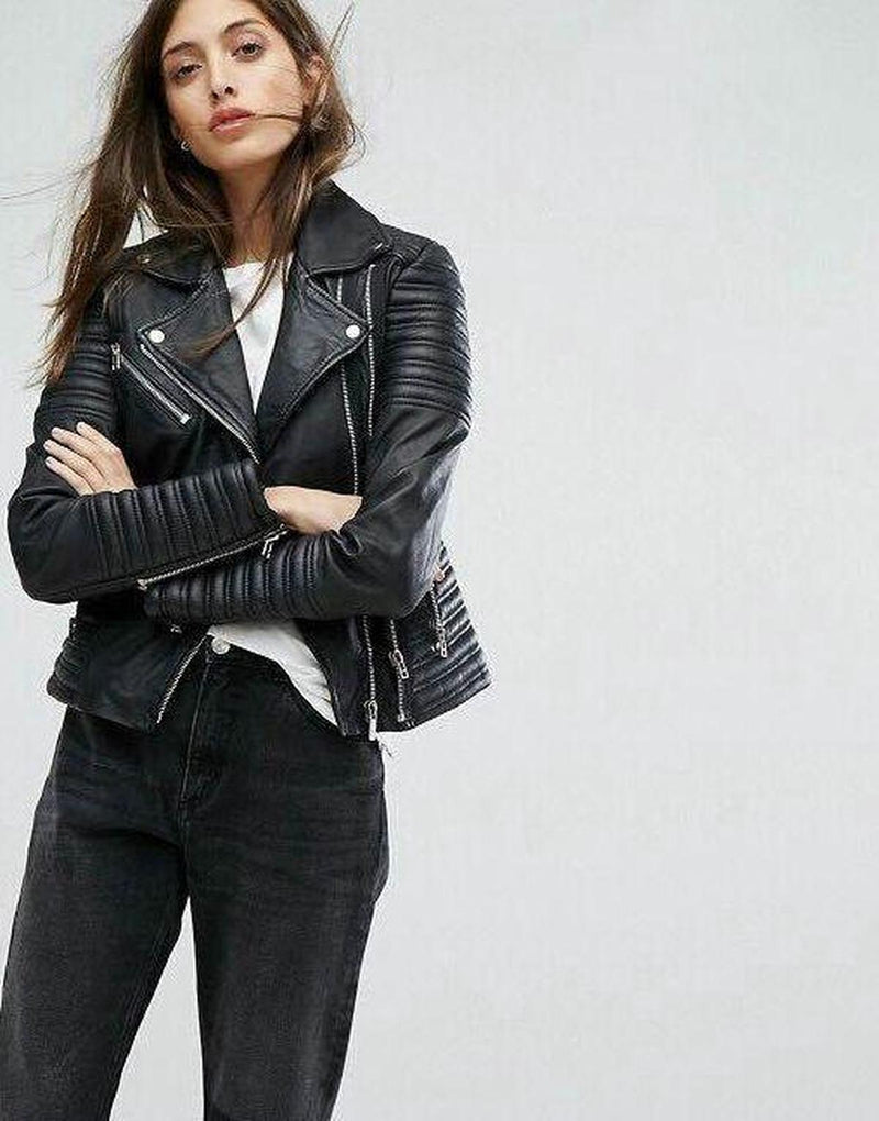Asymmetrical Zip Black PU Leather Biker Jacket