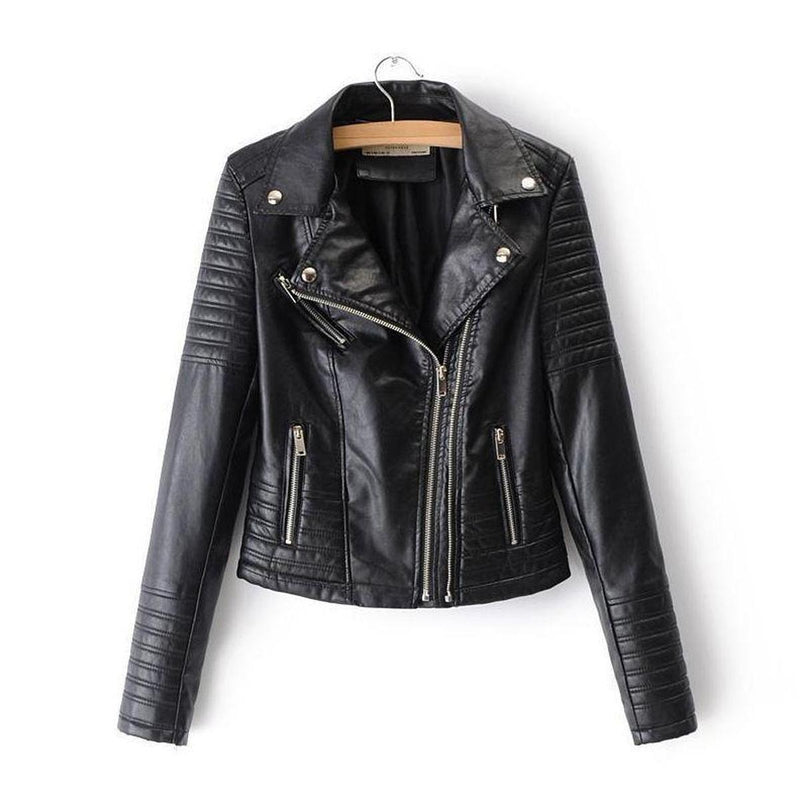 Asymmetrical Zip Black PU Leather Biker Jacket