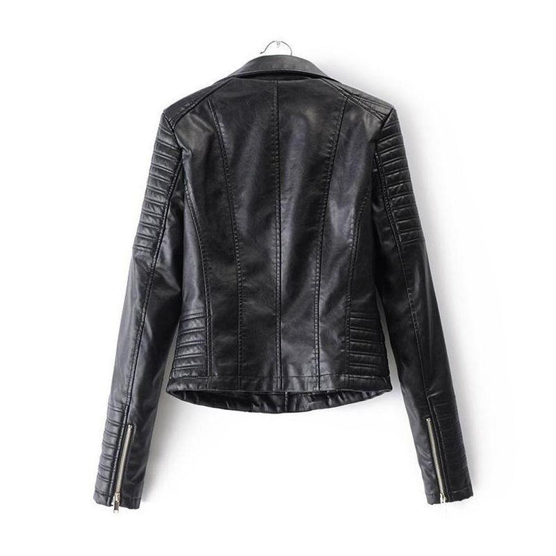 Asymmetrical Zip Black PU Leather Biker Jacket