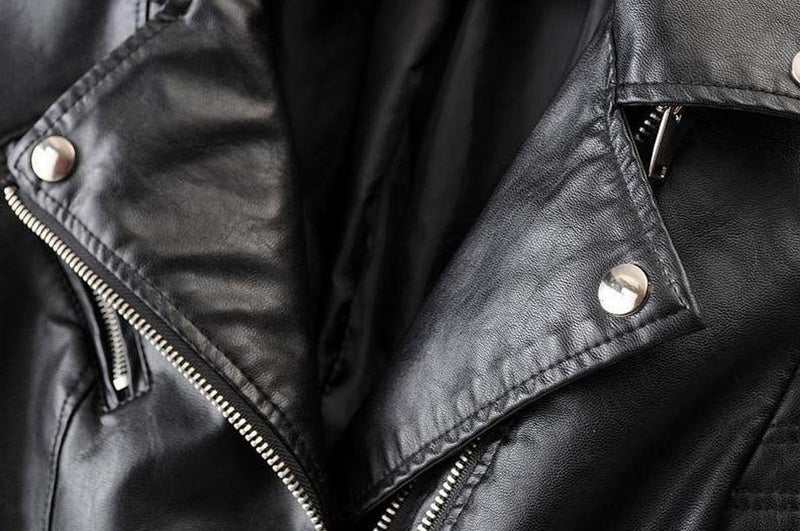 Asymmetrical Zip Black PU Leather Biker Jacket