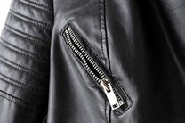 Asymmetrical Zip Black PU Leather Biker Jacket