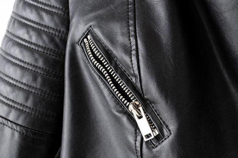 Asymmetrical Zip Black PU Leather Biker Jacket