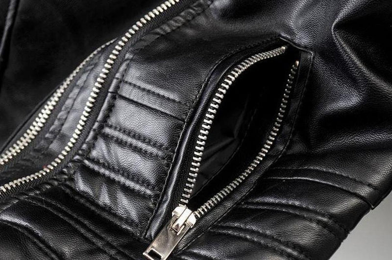 Asymmetrical Zip Black PU Leather Biker Jacket