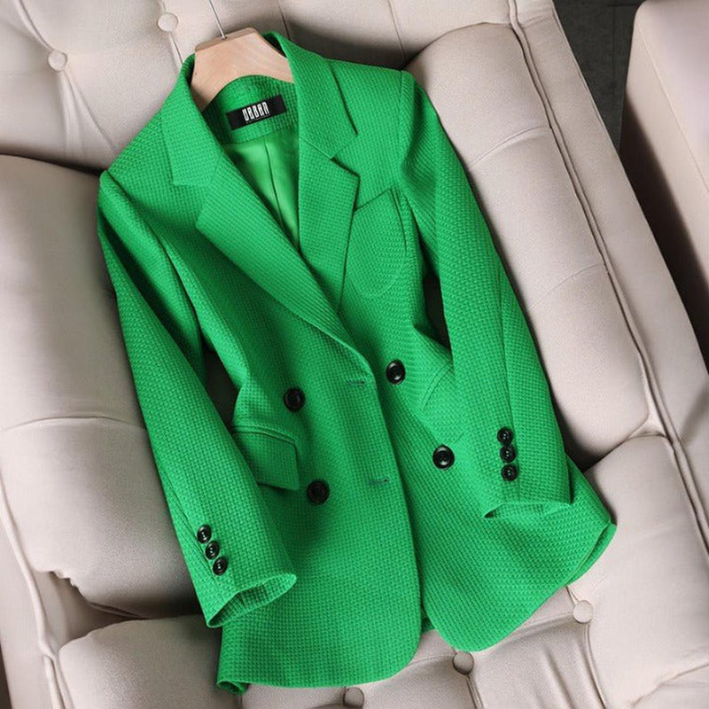Autumn Women&#39;s Check Pattern Blazer With Long Sleeves