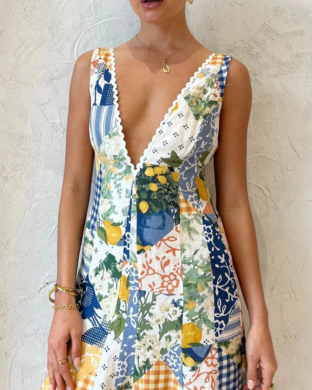 Lemonade Lace Trim Maxi Sundress