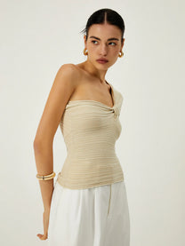 One-Shoulder Knotted Knit Top