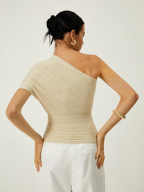 One-Shoulder Knotted Knit Top
