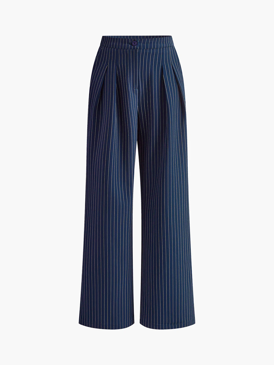 Pinstripe Pleated Wide-Leg Pants
