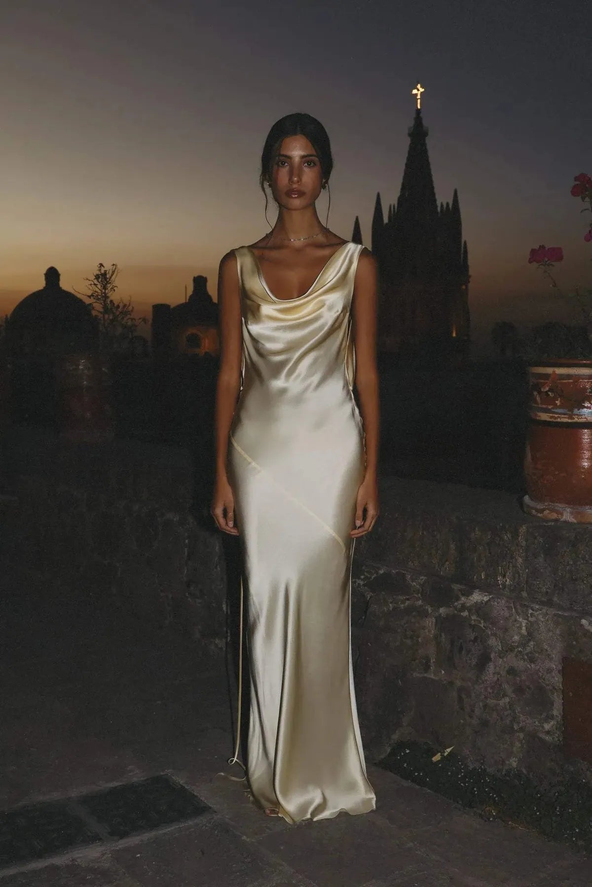 Backless Satin Maxi Dress