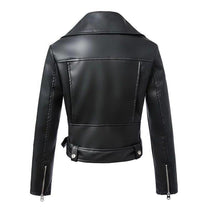 Belted Black Faux Leather Biker Jacket