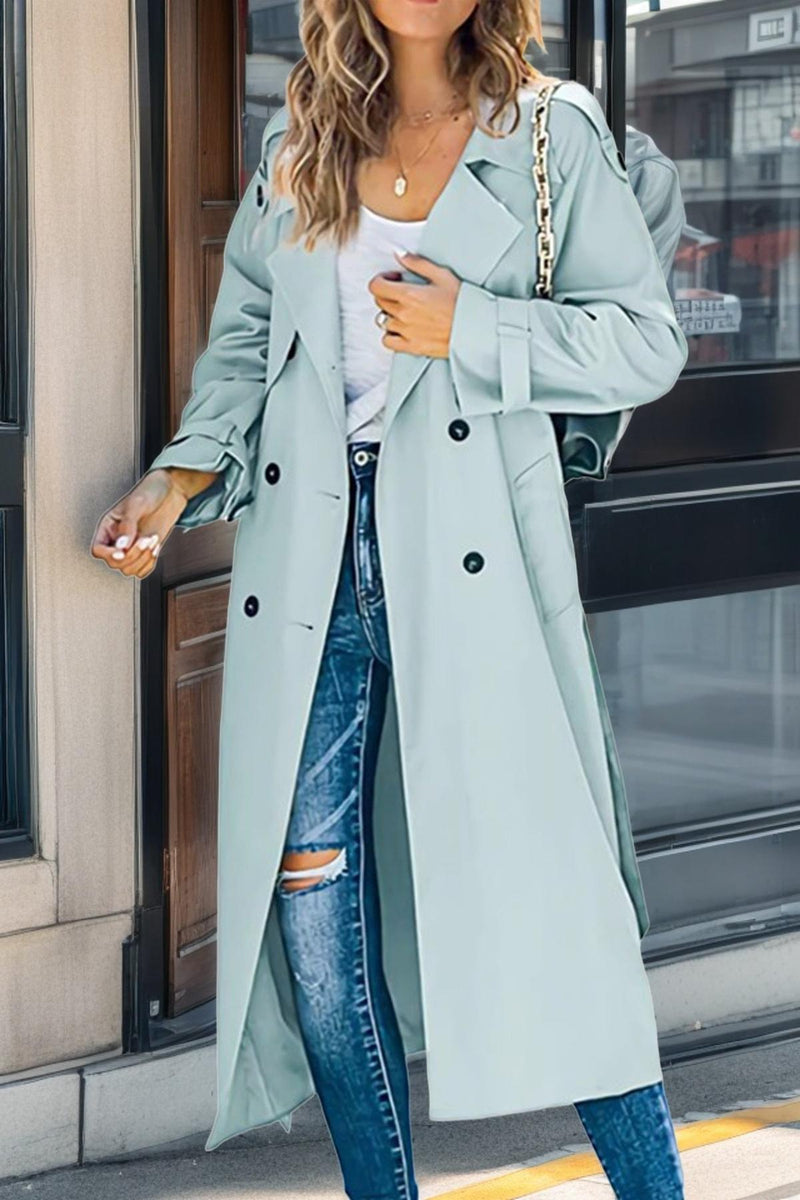 Belted Double-Breasted Trench Coat For Women