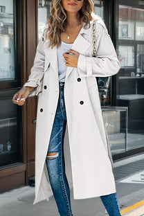 Belted Double-Breasted Trench Coat For Women