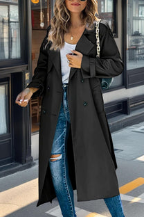 Belted Double-Breasted Trench Coat For Women