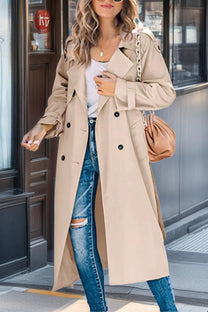 Belted Double-Breasted Trench Coat For Women