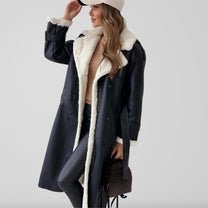 Belted Oversized Shearling Lined Trench Coat