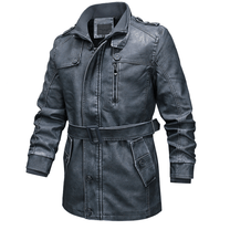 Belted PU Leather Trench Coat With Washed Finish