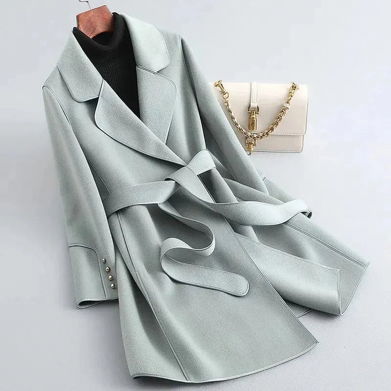 Belted Tailored Trench Coat For Women