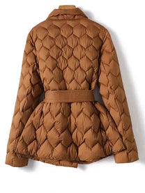 Belted Women&#39;s Down Jacket For Casual Winter Wear
