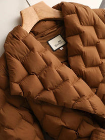 Belted Women&#39;s Down Jacket For Casual Winter Wear