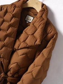 Belted Women&#39;s Down Jacket For Casual Winter Wear