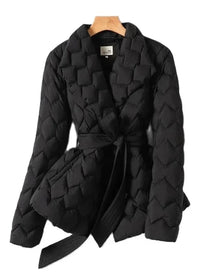 Belted Women&#39;s Down Jacket For Casual Winter Wear