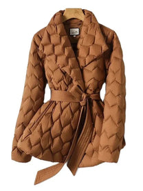 Belted Women&#39;s Down Jacket For Casual Winter Wear