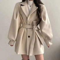 Belted Wool Blend Classic Trench Coat