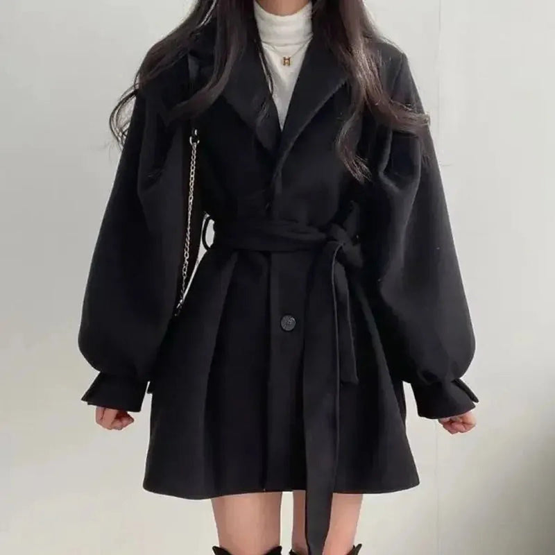 Belted Wool Blend Classic Trench Coat