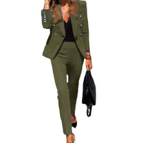Blazer And Pants Set With Adjustable Waistband